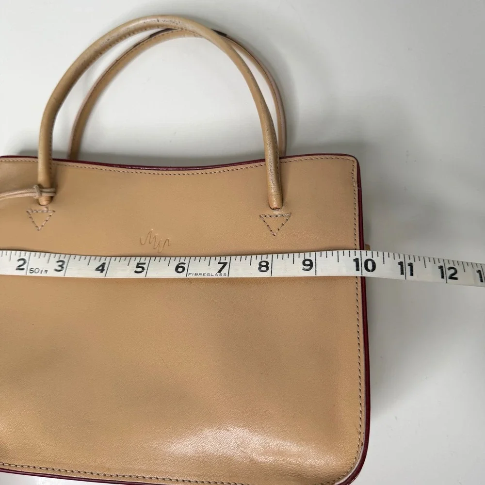 Monsac Leather Handbag Womens Tan Structured Minimalist Office Siren Small